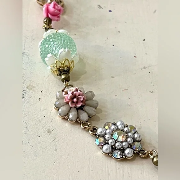 NEW!! Heart Pink Stone Necklace Peacock Earrings Set Handmade Design - Picture 9 of 15